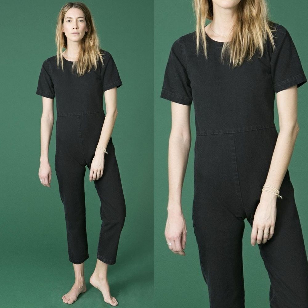 Ilana Kohn Size 4 Lee Jumpsuit Faded Black Denim 90% Cotton 10% Spandex Pantsuit